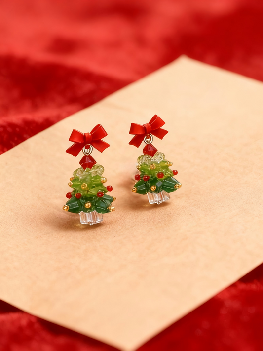 Mini Beaded Christmas Tree Earrings: Y2K-Inspired Festive Cuties for Gen Z