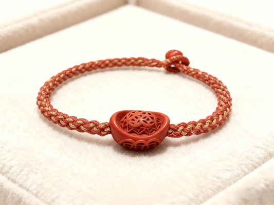 “Hand-Carved Cinnabar Ingot Red String Bracelet – Lucky Oriental Symbol Jewelry for Gen Z Trendsetters, Handmade Heritage Accessory with Good Fortune Meaning”