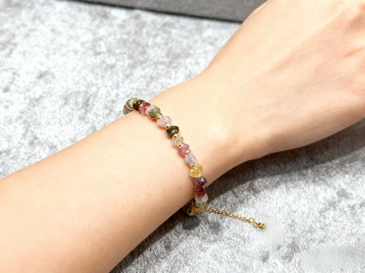 “Natural Tourmaline Bead Bracelet – Handpicked Colorful Crystal Jewelry for Gen Z Trendsetters, Energy-Infused Statement Piece with Vibrant Hues”